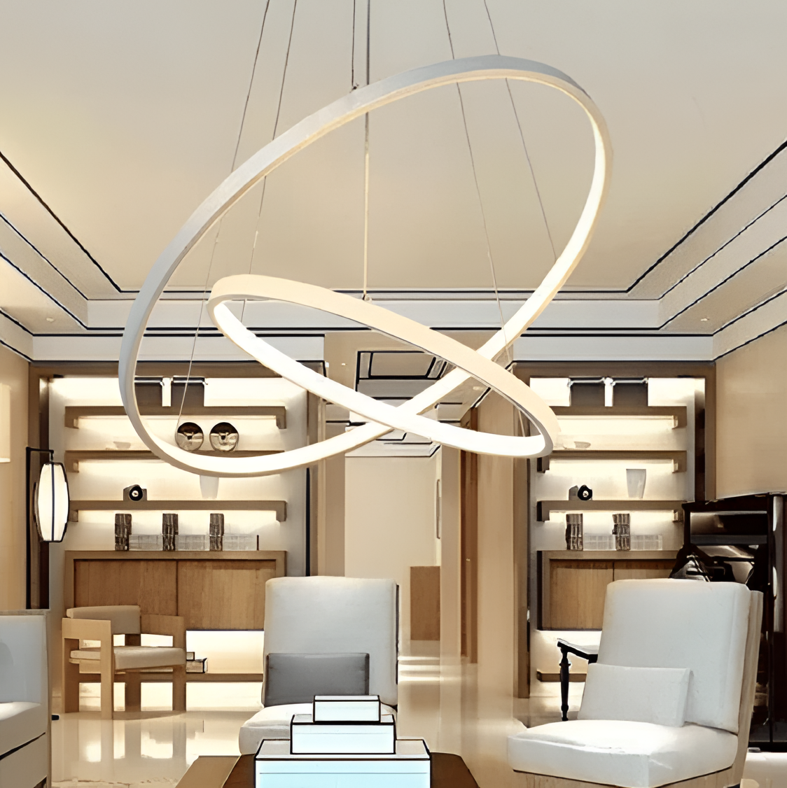 Indoor Modern Circular Ring Chandelier - LED | Lighting | NordicAbode.com