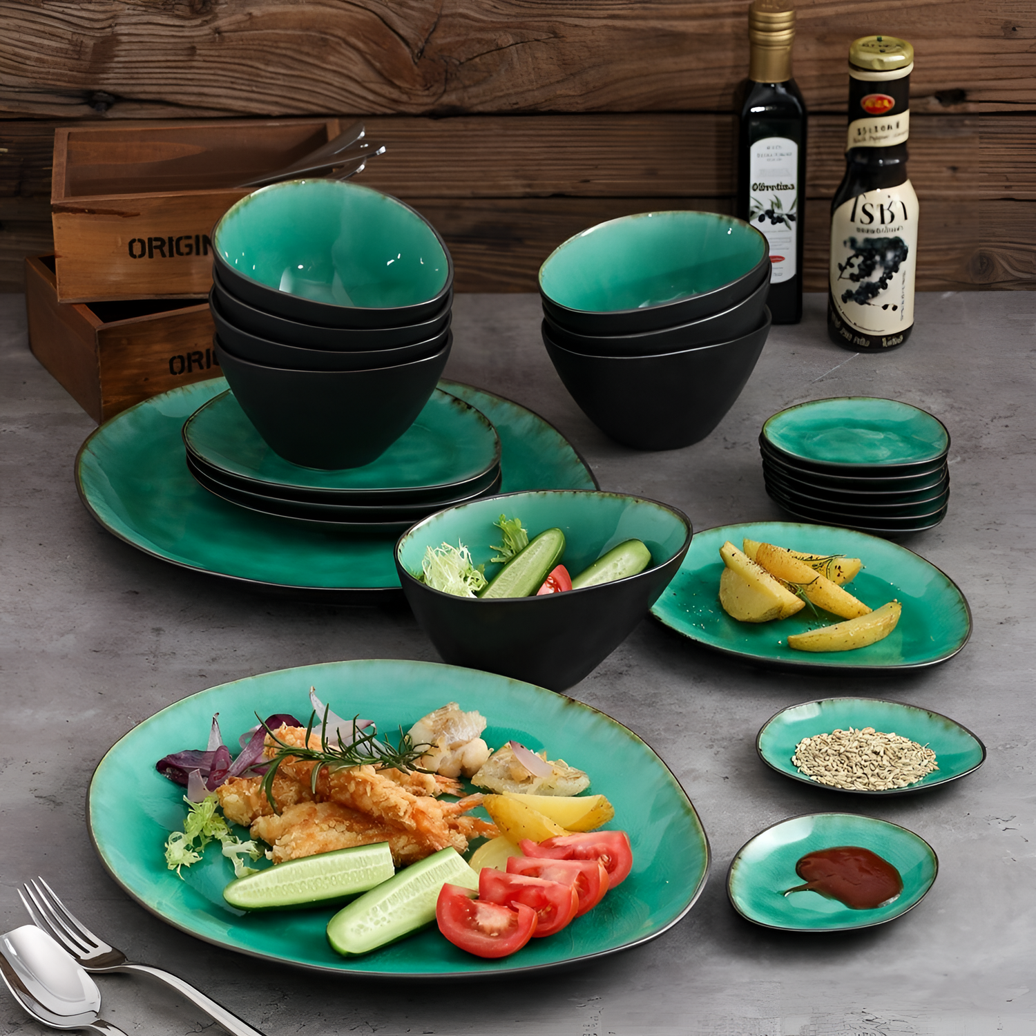 Radiante 22-Piece Vintage Ceramic Dinner Set | Dinnerware | NordicAbode.com