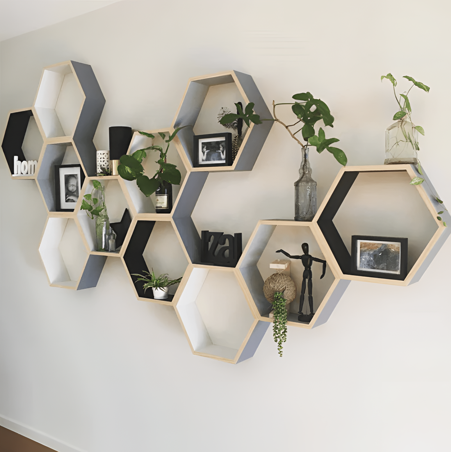 Wooden Hexa Wood Shelf | Shelving | NordicAbode.com