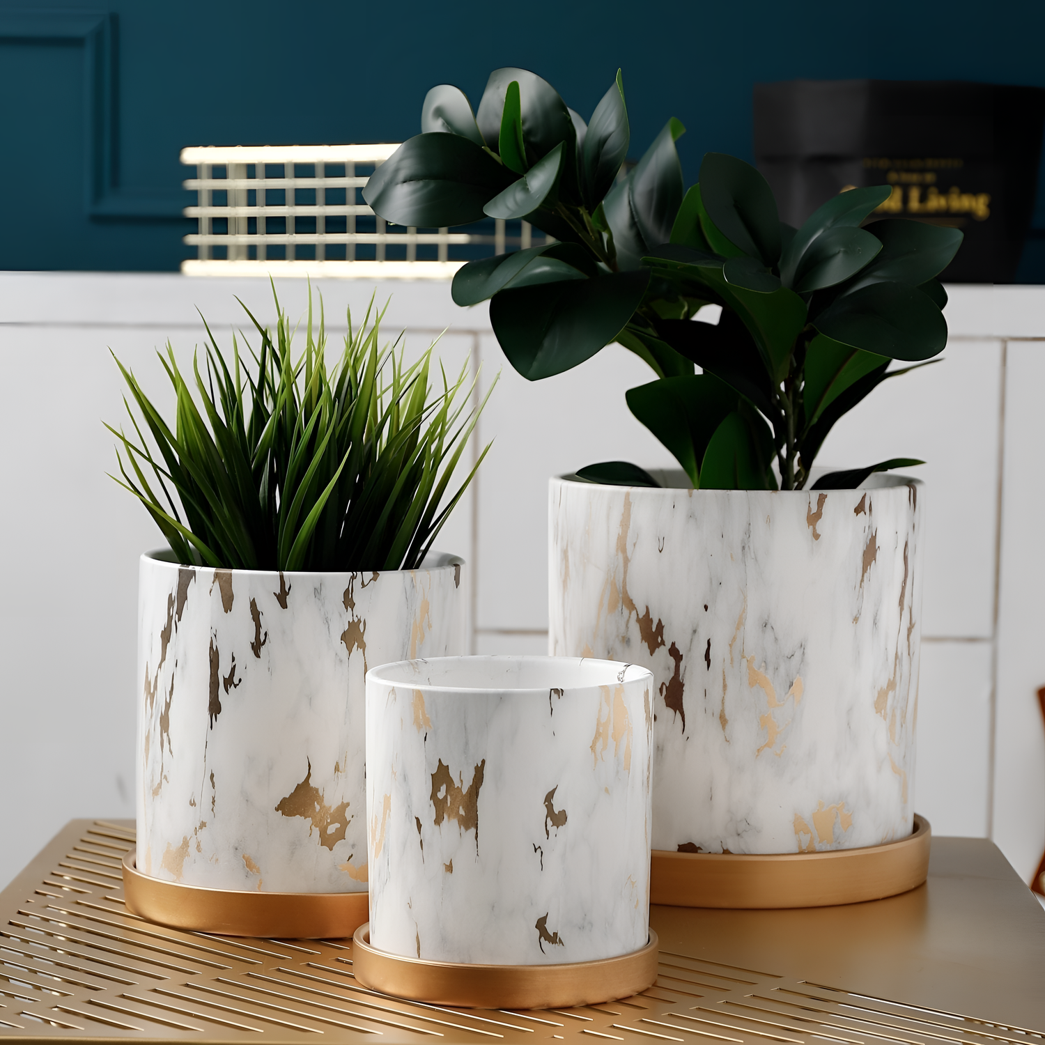 Gold Marble Flower Pot - Ceramic | Planters | NordicAbode.com