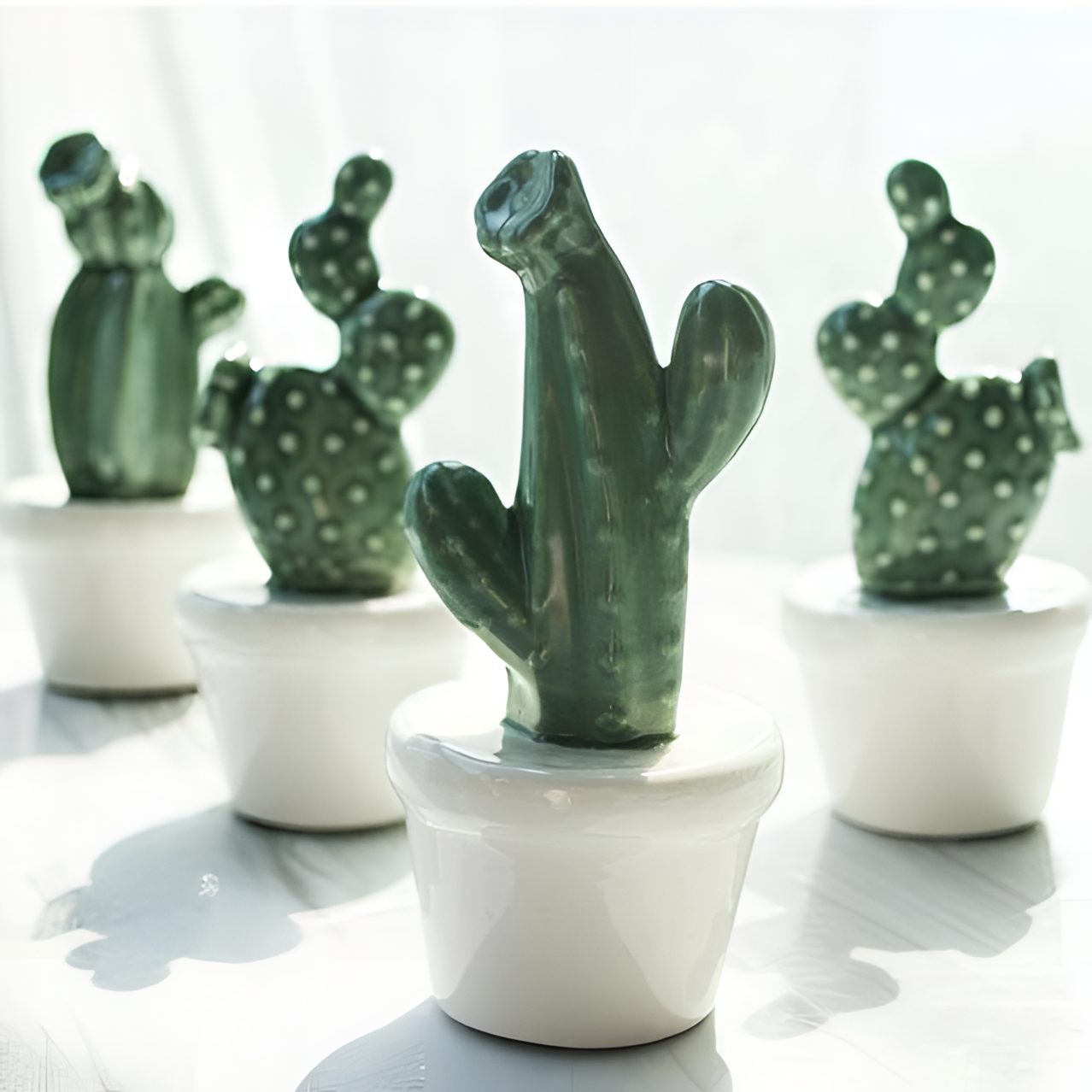 Potted Miniature Ceramic Cactus Decor | Plants | NordicAbode.com