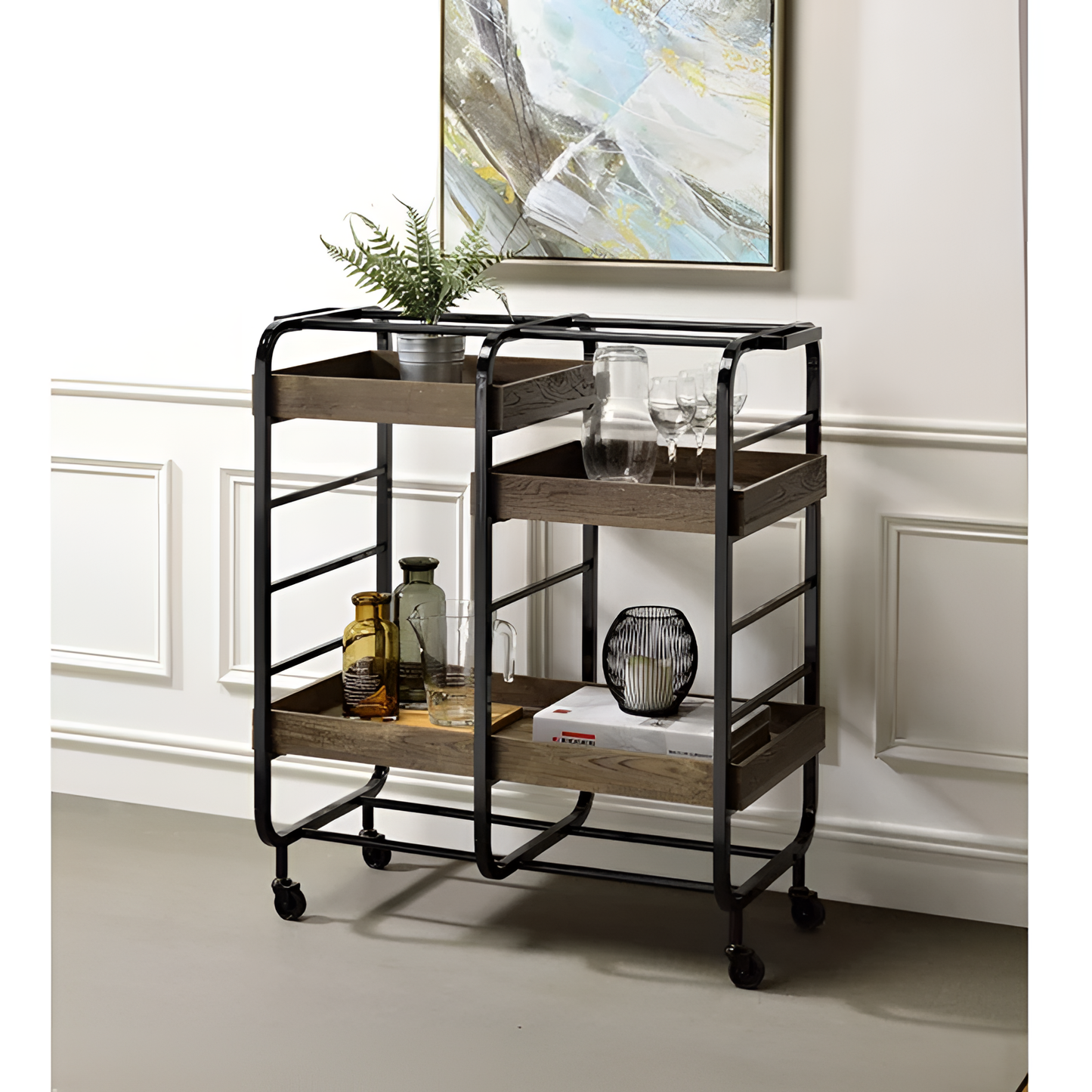 Gold Modern Gold & White Bar Cart | Bar Carts | NordicAbode.com