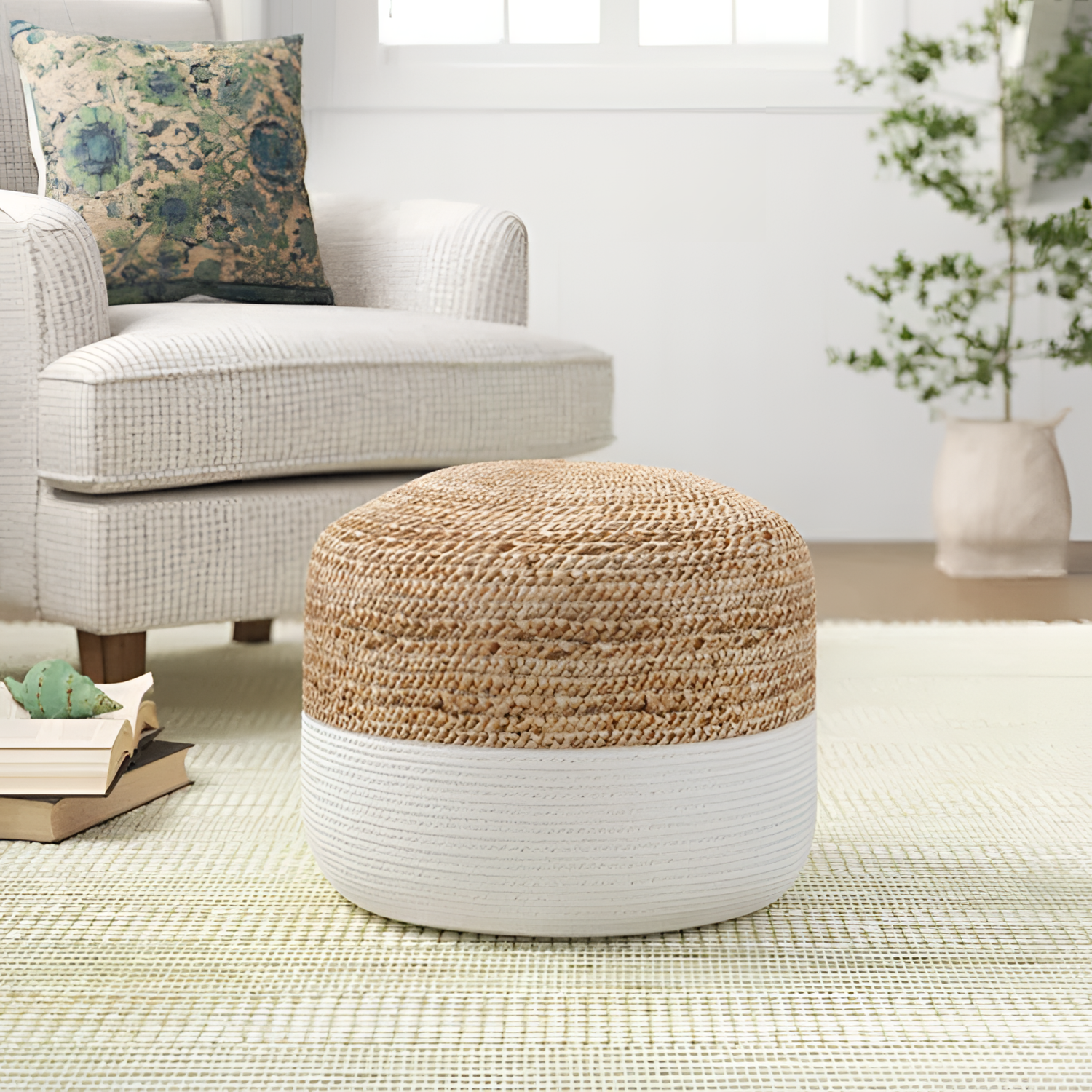 Otis Coastal Jute Pouf | Poufs | NordicAbode.com