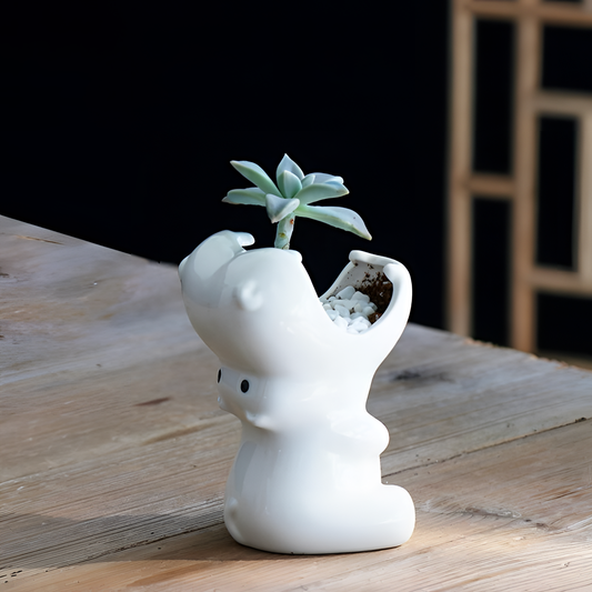 Ceramic Glazed Ceramic Hippo Planter | Planters | NordicAbode.com