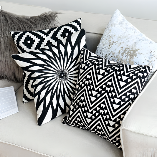 Geometric Embroidered Geometric Cushion Covers | Cushion Covers | NordicAbode.com