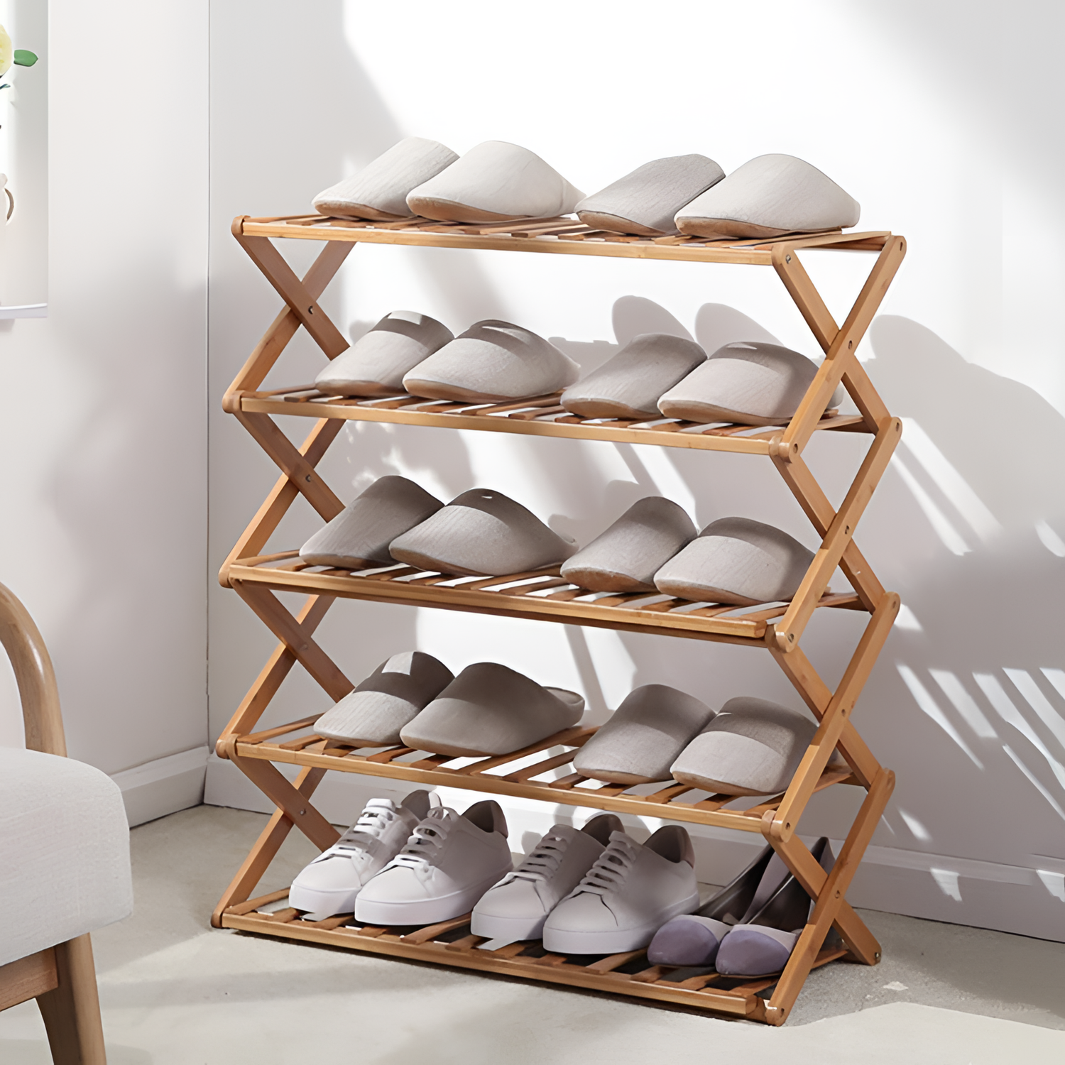 Danica Bamboo Shoe Rack - Multi-Level | Storage | NordicAbode.com