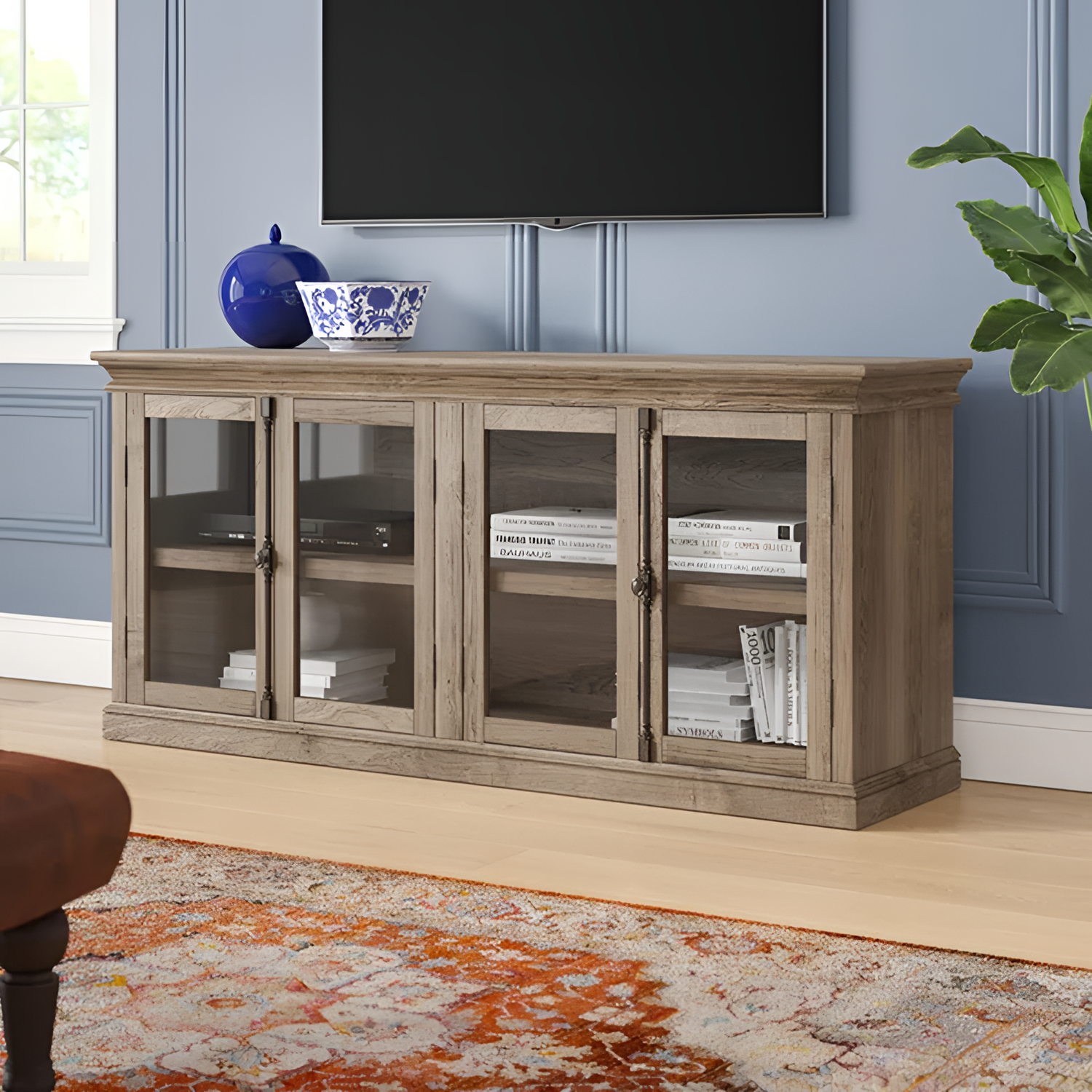 Whitner 80 TV Stand with Glass Doors | Furniture | NordicAbode.com