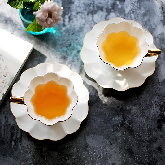 Golden Floral Gold Cup and Saucer | Tableware | NordicAbode.com