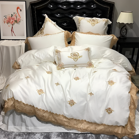 Karlena Oriental Egyptian Cotton Embroidery Luxury Royal Duvet Cover Set | Bedding | NordicAbode.com