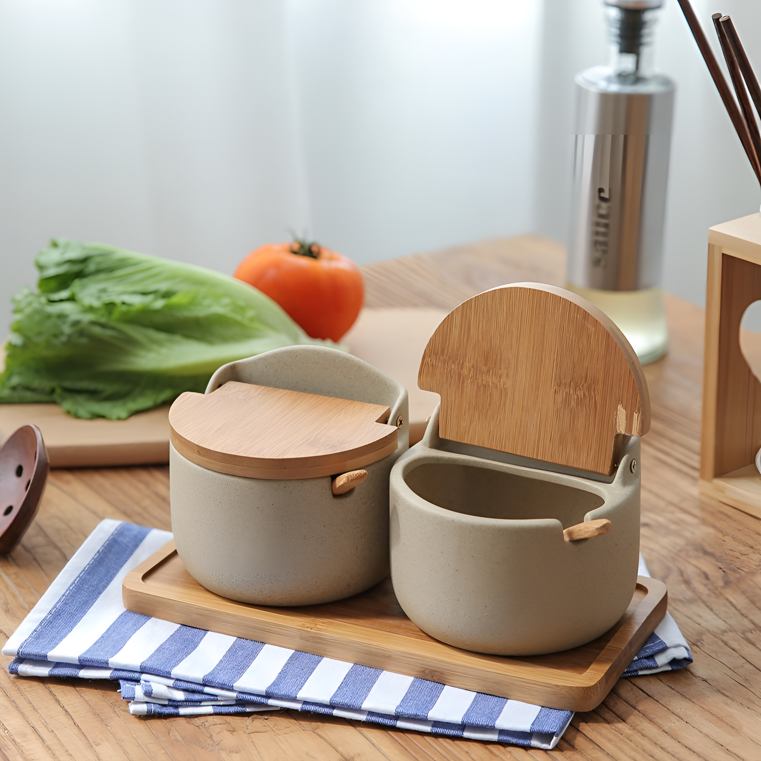 Spice Bamboo-Covered Ceramic Spice Jars | Kitchen Decor | NordicAbode.com