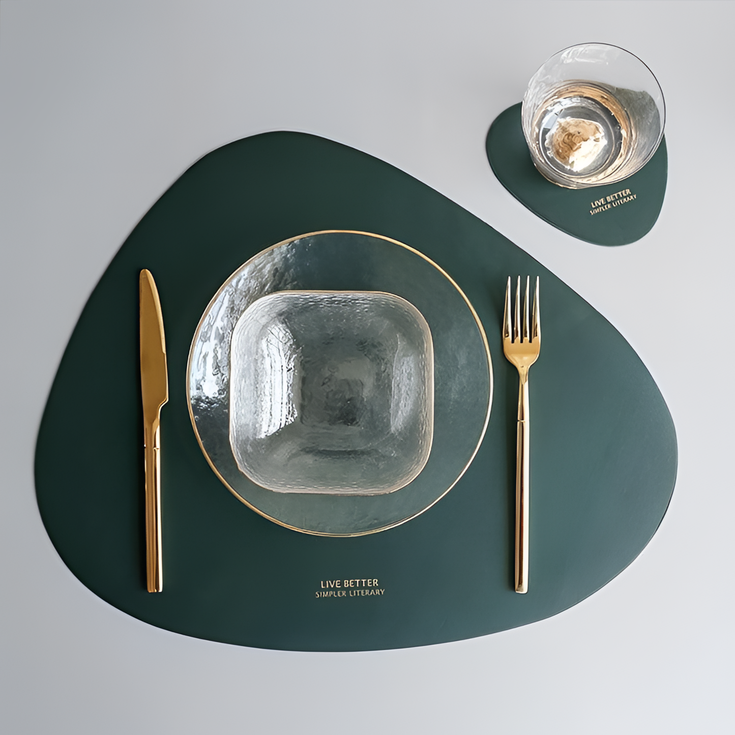 2Pcs 2-Piece Geometric Leather Placemat Set | Dining Essentials | NordicAbode.com