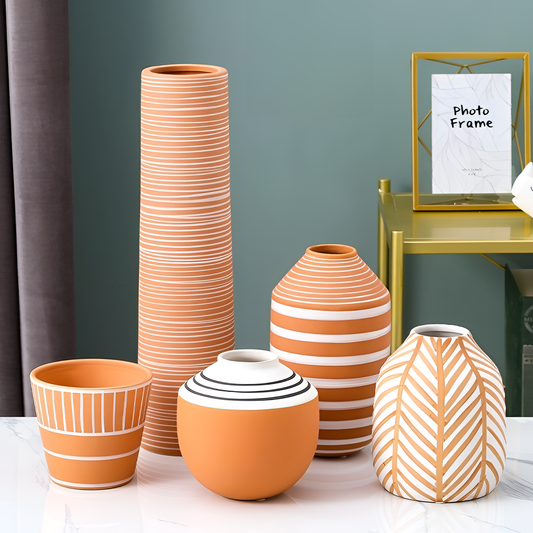 Charlotte Modern Orange Ceramic Vase | Vases | NordicAbode.com