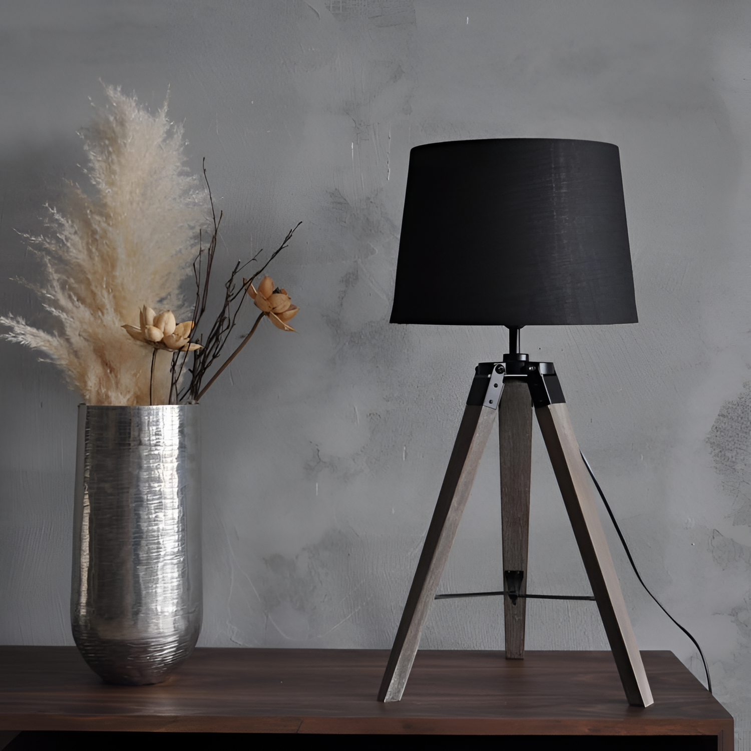 Tobi Black Fabric Table Lamp | Lighting | NordicAbode.com