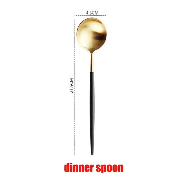 Black Silver/Gold Tablewear Stainless Cutlery - Nordic Side - diningroom, kitchen