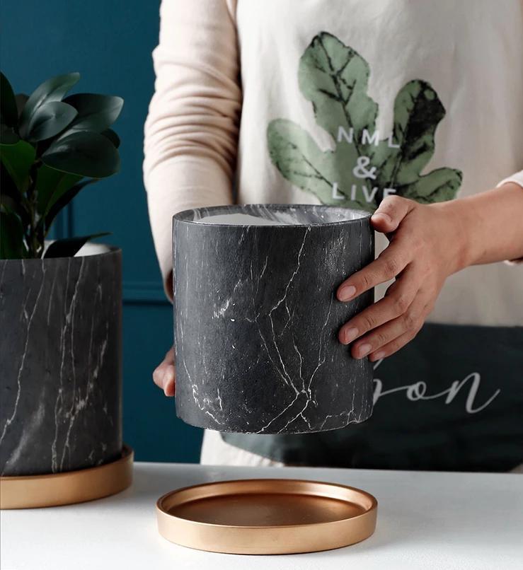 Dark Grey Marble Pot - Nordic Side - 