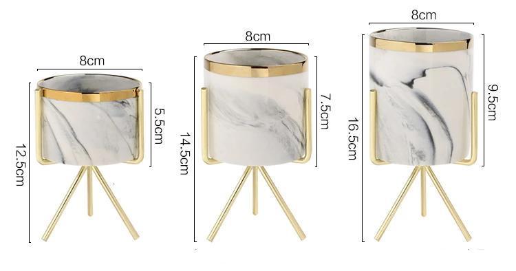 Gold Rim Marble Pot - Nordic Side - 