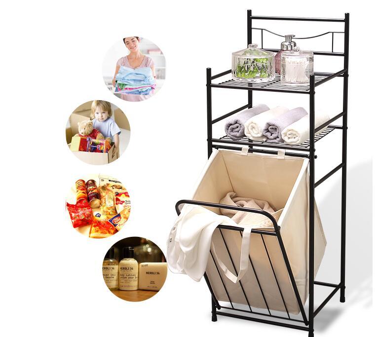 Theodore - Laundry Storage Shelves & Basket - Nordic Side - 08-02, feed-cl0-over-80-dollars, furniture-tag, modern-farmhouse