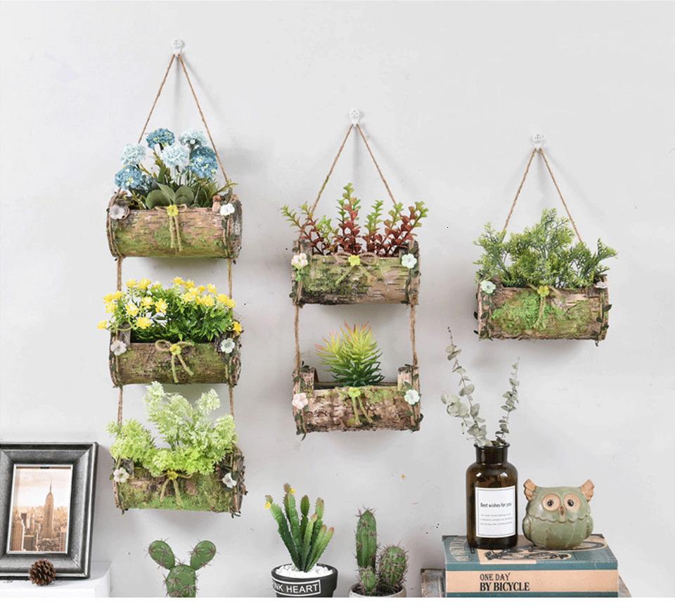 Moss - Vertical Hanging Bark Planter - Nordic Side - 11-18, feed-cl1-planters, modern-farmhouse, modern-planter-collection