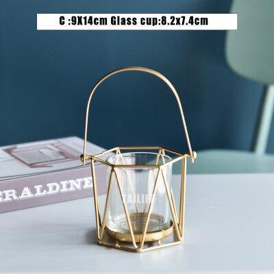 Gold Glass Geometric Candle Holder - Nordic Side - 