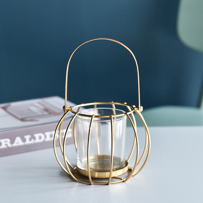 Gold Glass Geometric Candle Holder - Nordic Side - 