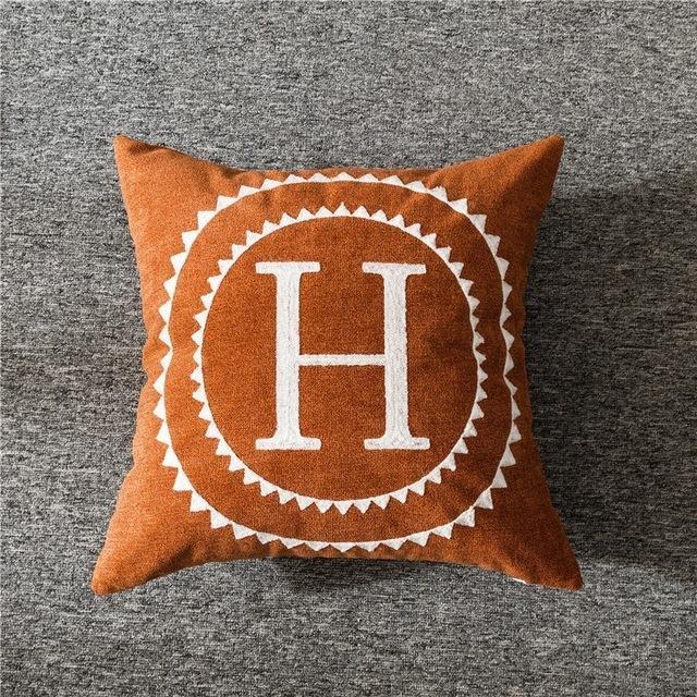 Letter Embroidered Cushion Cover - Nordic Side - 