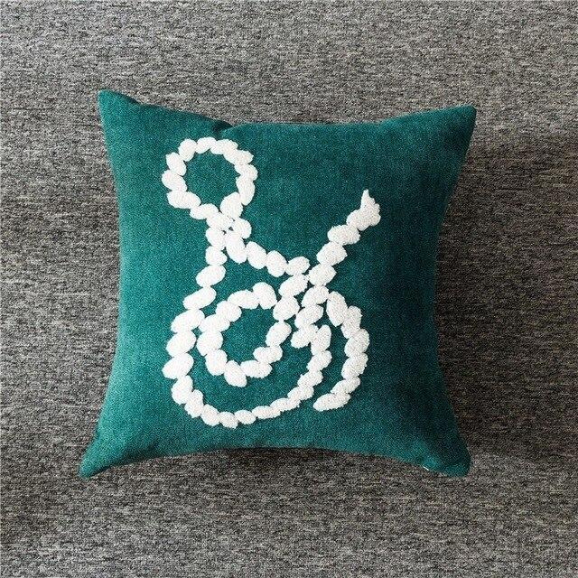 Letter Embroidered Cushion Cover - Nordic Side - 