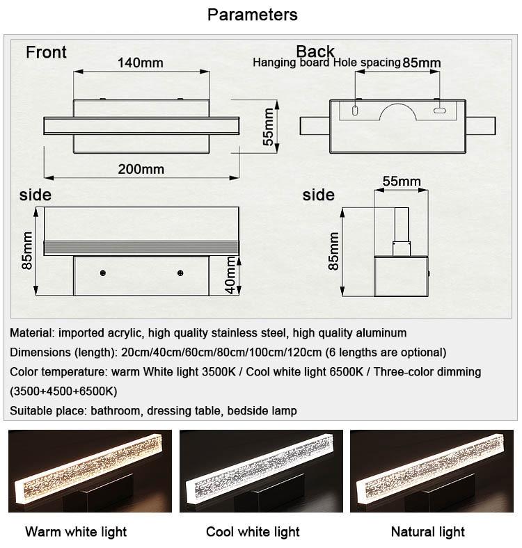 Cleo - Modern Nordic Acrylic Vanity LED Wall Lamp - Nordic Side - 02-11