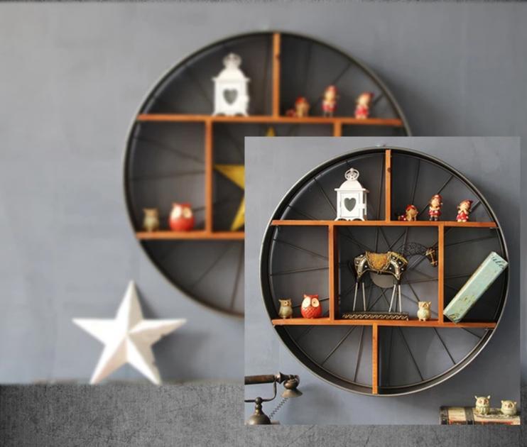 Lau - Wood & Iron Wheel Shelf - Nordic Side - 12-02, modern-farmhouse