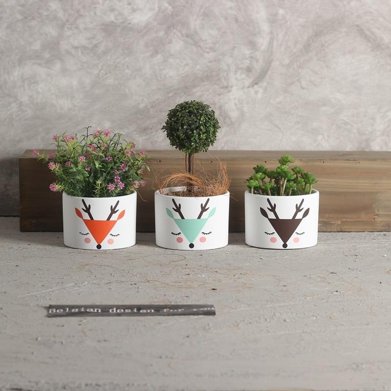 Jolie - Decorative Iron Frame Ceramic Flower Plant Pot - Nordic Side - 02-09, modern-pieces