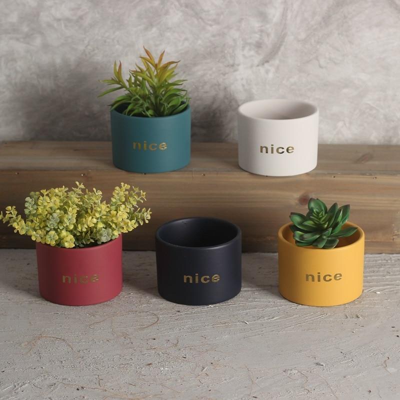 Jolie - Decorative Iron Frame Ceramic Flower Plant Pot - Nordic Side - 02-09, modern-pieces