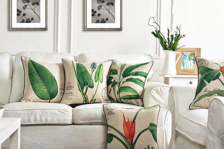 Tropic Leaf with Floral Cushion Cover - Nordic Side - 