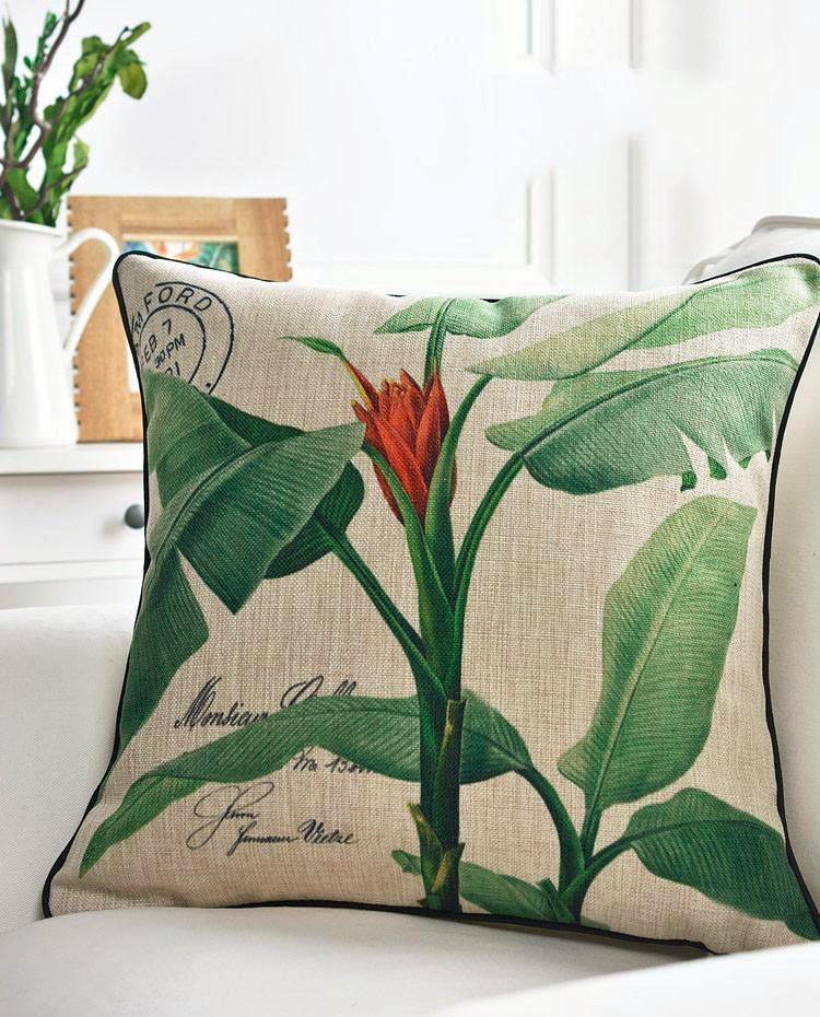 Tropic Leaf with Floral Cushion Cover - Nordic Side - 