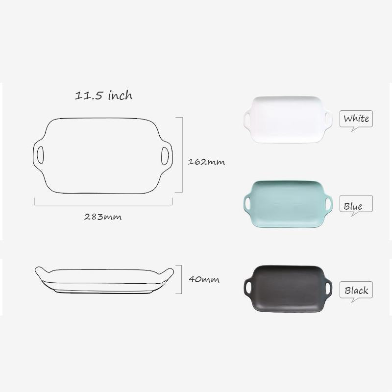 Matte Glazed Ceramic Rectangle Plates - Nordic Side - 