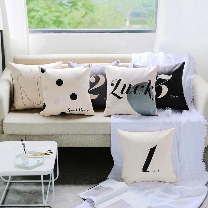 Greyscale Numbered Cushions - Nordic Side - 