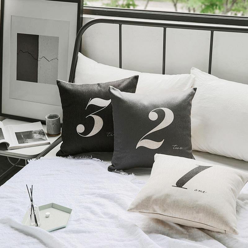 Greyscale Numbered Cushions - Nordic Side - 