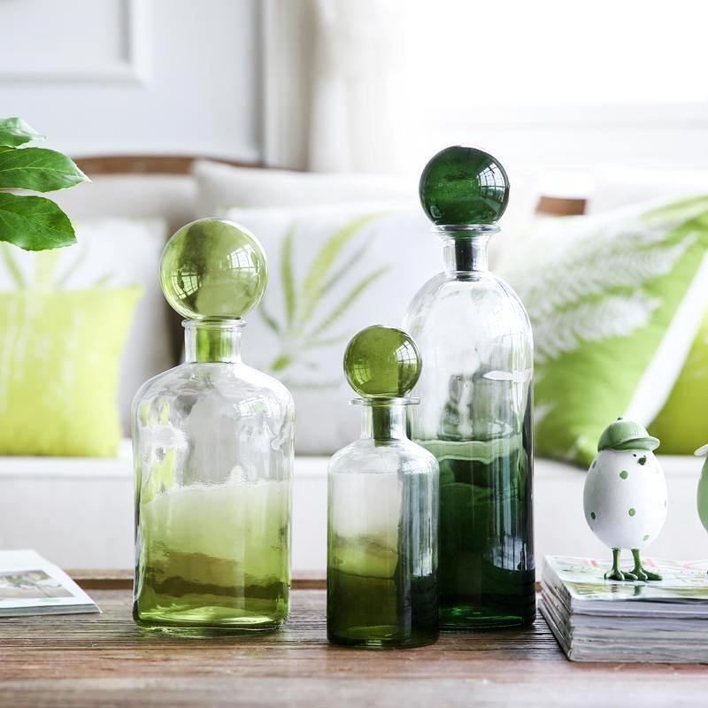 Gradient Green Glass Vase - Nordic Side - 