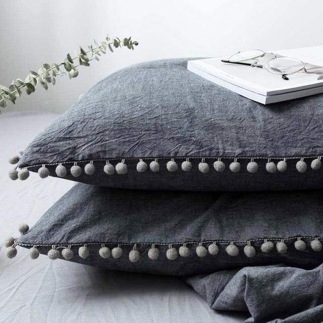 Cotton Pom Edge Pillowcase - Nordic Side - 