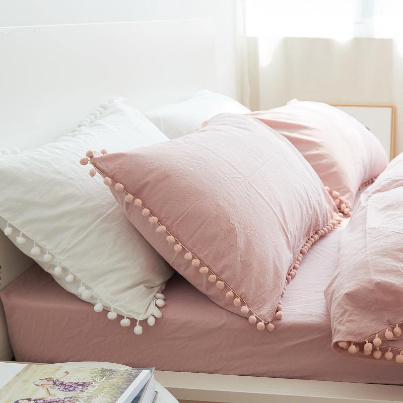 Cotton Pom Edge Pillowcase - Nordic Side - 