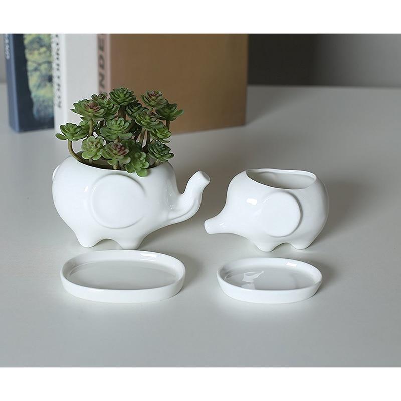 Set of 2 Elephant Ceramic Pot - Nordic Side - 