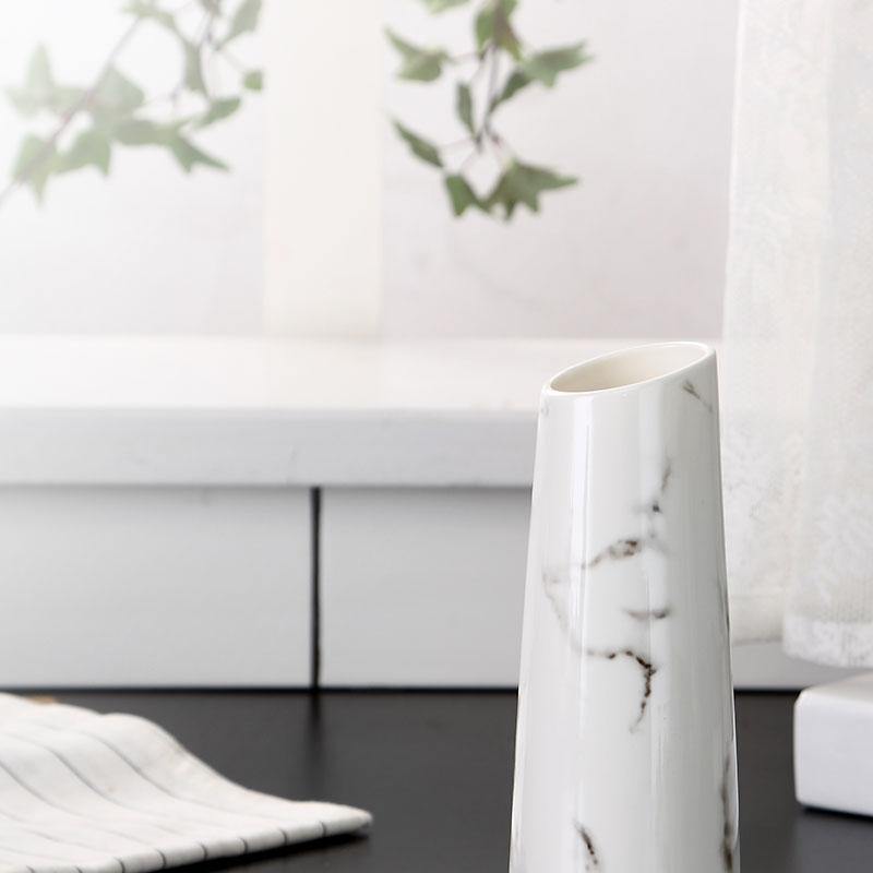 Marble flower Ceramic White Vase - Nordic Side - 