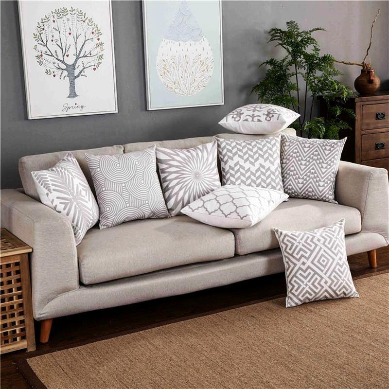 Grey Classic Embroidery Cushions - Nordic Side - 