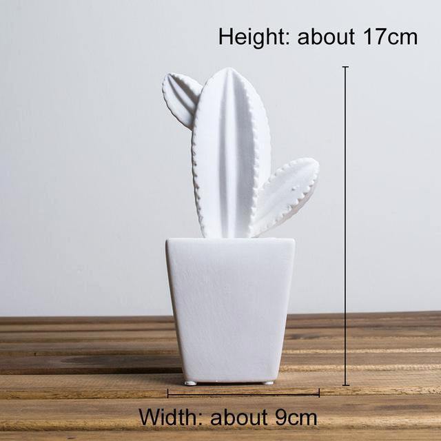 White Ceramic Cactus - Nordic Side - 