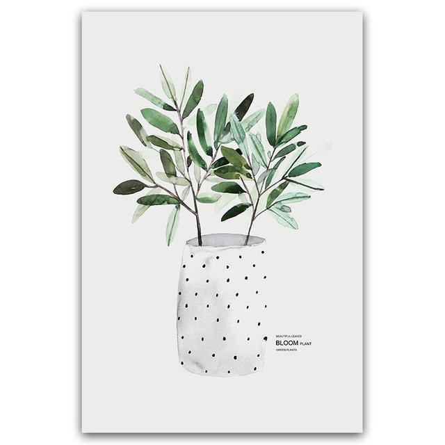 Watercolour Green Plants - Nordic Side - 