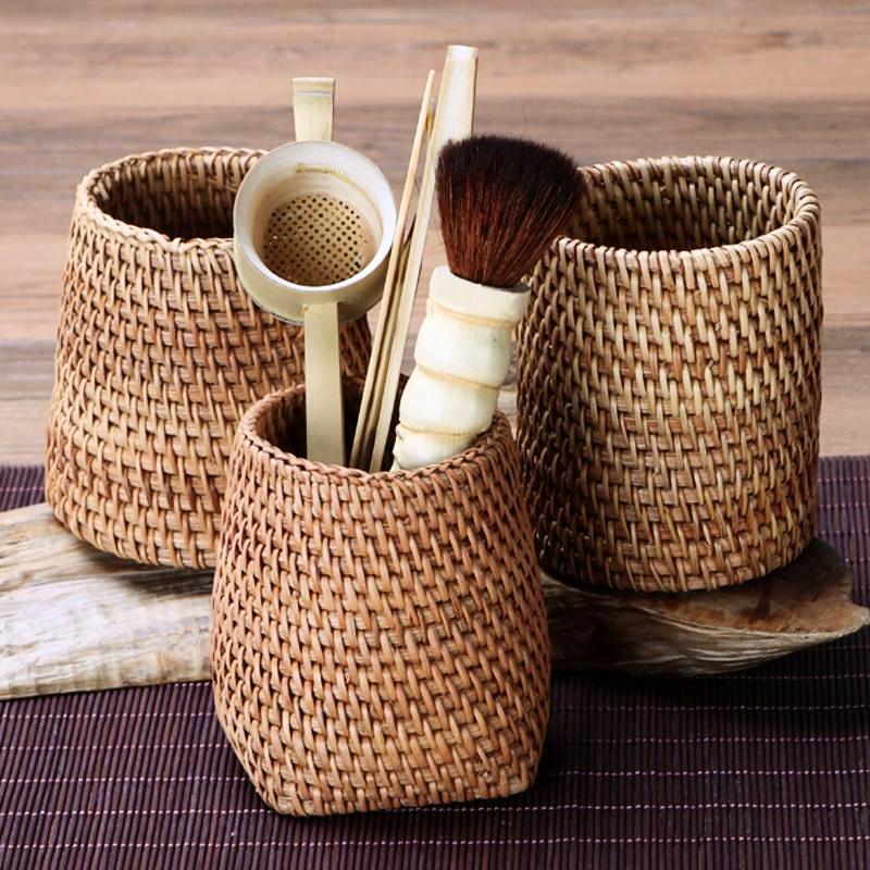 Handwoven Rattan Tea Tool Storage - Nordic Side - 