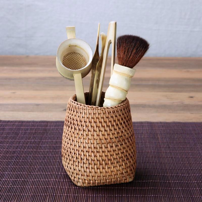 Handwoven Rattan Tea Tool Storage - Nordic Side - 