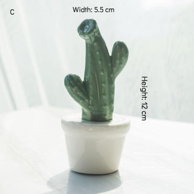 Potted Cactus Ceramic Miniature - Nordic Side - 