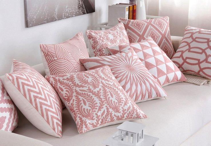 Pink Classic Embroidery Cushions - Nordic Side - 