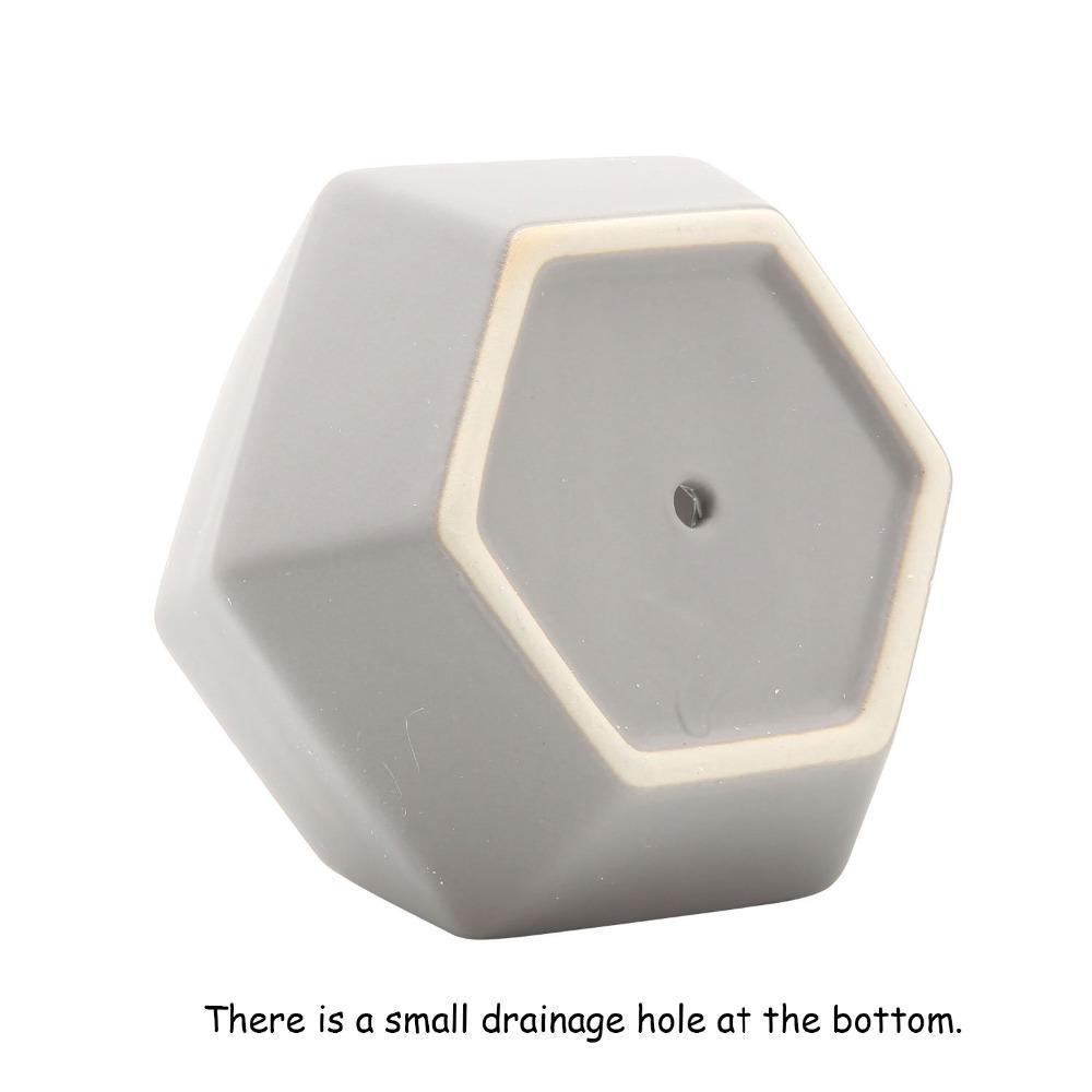 Hexagon Ceramic Planters Set - Nordic Side - 