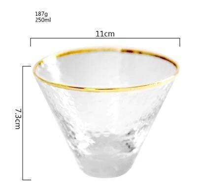 Hammer Glass Cup with Gold Rim - Nordic Side - 