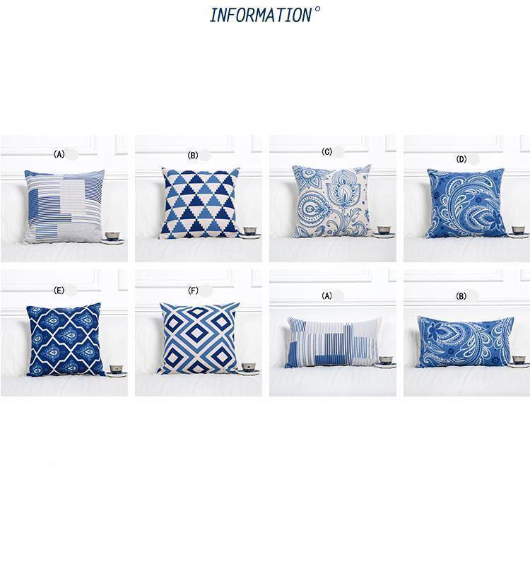 China Blue Geometric Cushions - Nordic Side - 